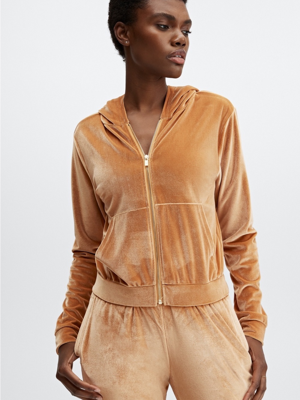 Fabletics Donna Velour Hoodie Size 1X- Camel/Tan